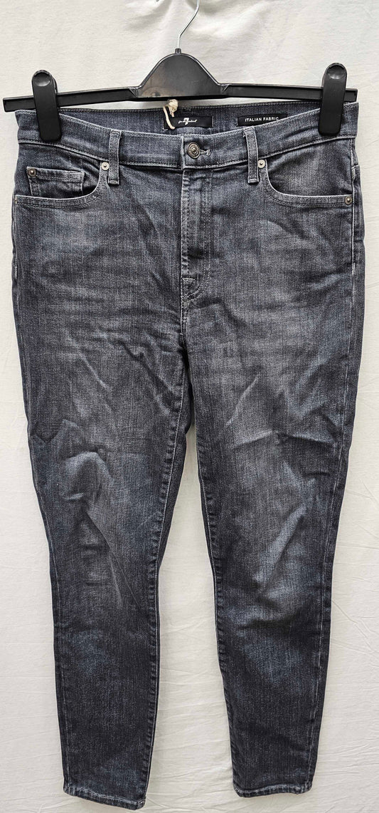7 For All Mankind-swzc110pr-30-grey-grey Illusion Skinny Crop Stretch Jeans-grey Size: 30