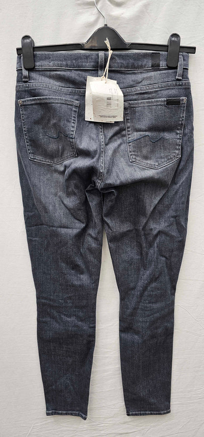 7 For All Mankind-swzc110pr-30-grey-grey Illusion Skinny Crop Stretch Jeans-grey Size: 30