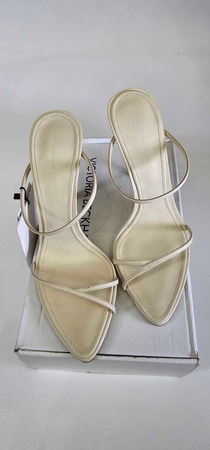 Mango X Victoria Beckham - Cream Pointed Strappy Heel - Beige Size: Uk6