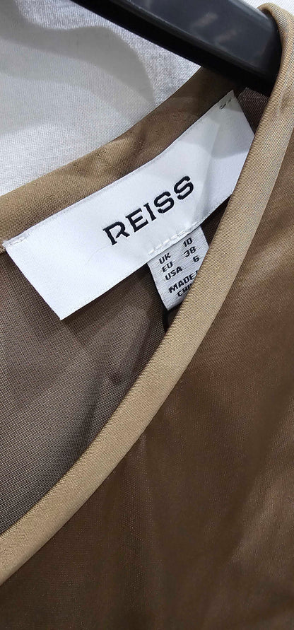 Reiss - Khaki Satin Draped Split Midi Dress - Green Size: Uk10