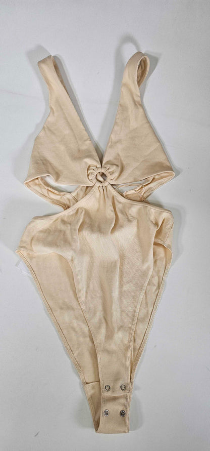 & Other Stories - Beige Selena Cotton Blend Bodysuit - Beige Size: L