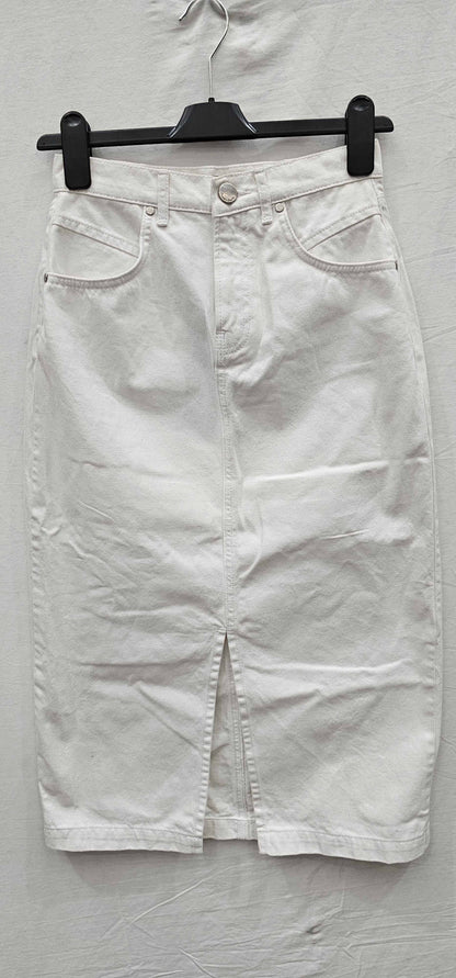 Phase Eight - White Aubrey Denim Midi Skirt - White Size: Uk8