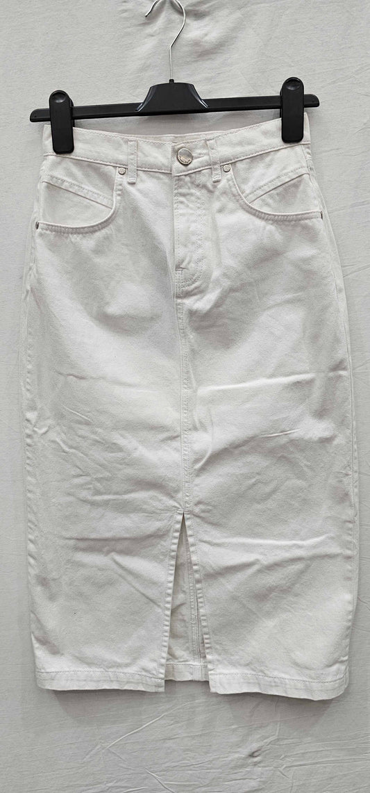 Phase Eight - White Aubrey Denim Midi Skirt - White Size: Uk8