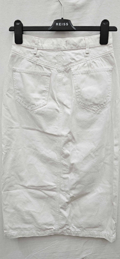 Phase Eight - White Aubrey Denim Midi Skirt - White Size: Uk8