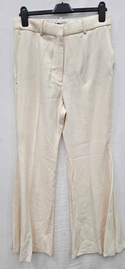 Mango X Victoria Beckham - Cream Flared Trousers - Beige Size: Uk14