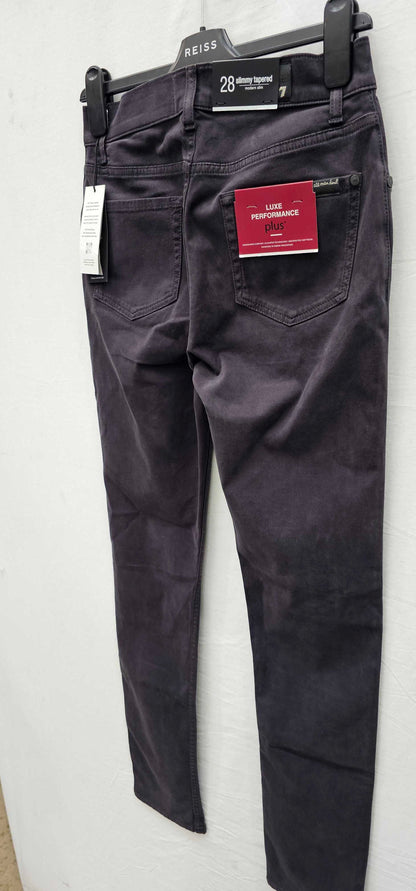 7 For All Mankind - Dark Blue Slimmy Tapered Stretch Jeans - Blue Size: 28