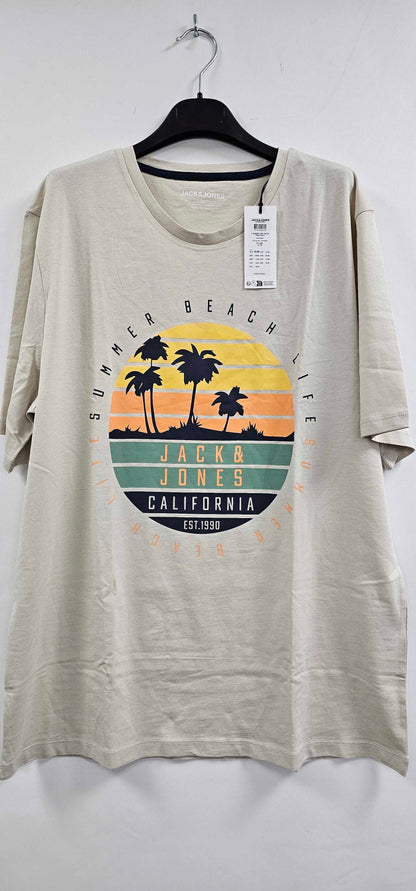 Jack & Jones - Beige Cotton T-shirt - Beige Size: Xl