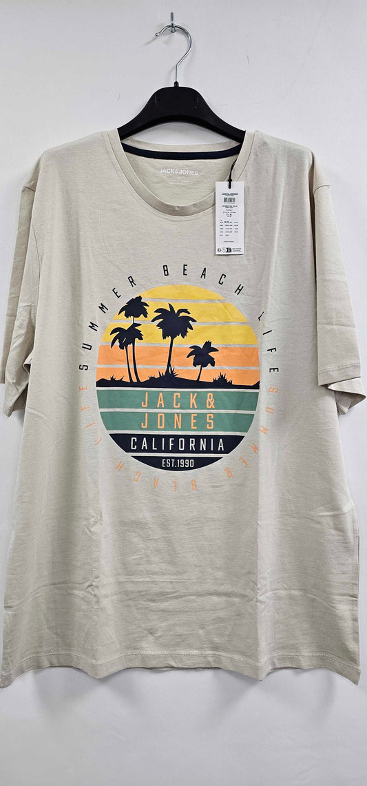 Jack & Jones - Beige Cotton T-shirt - Beige Size: Xl