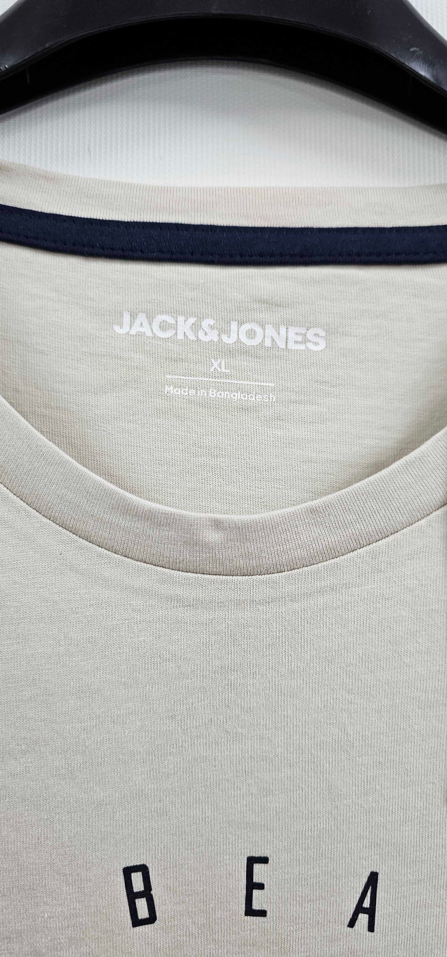 Jack & Jones - Beige Cotton T-shirt - Beige Size: Xl