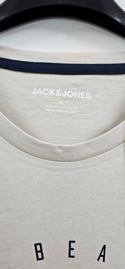 Jack & Jones - Beige Cotton T-shirt - Beige Size: Xl
