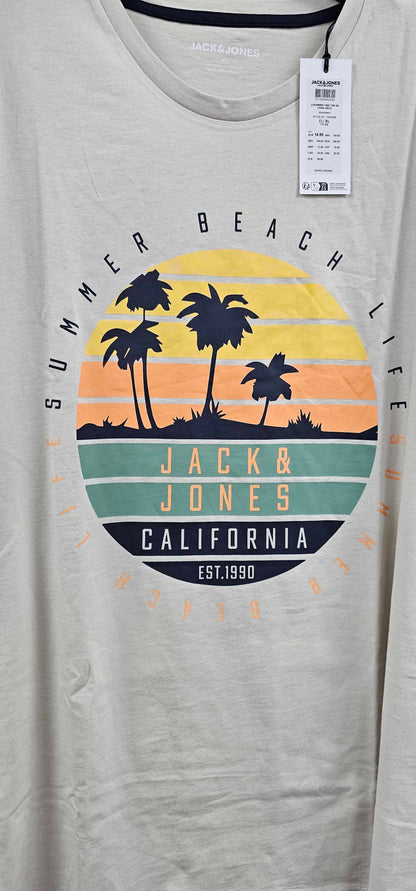 Jack & Jones - Beige Cotton T-shirt - Beige Size: Xl