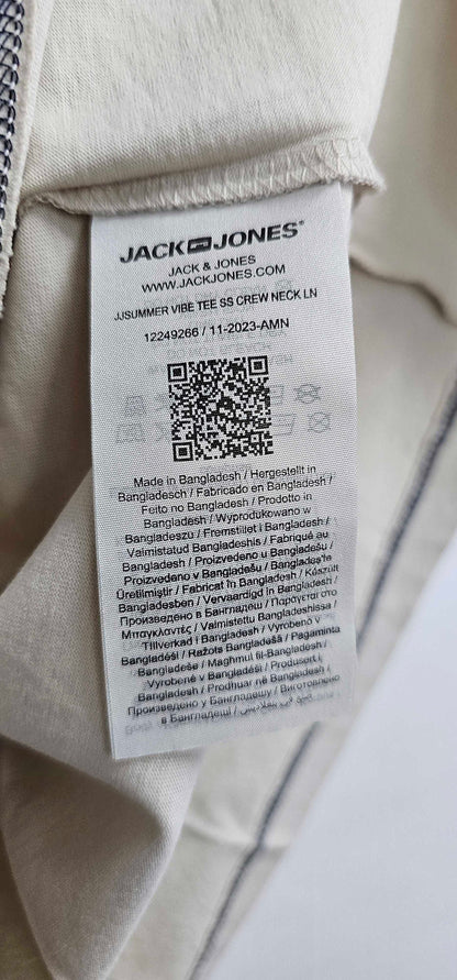 Jack & Jones - Beige Cotton T-shirt - Beige Size: Xl