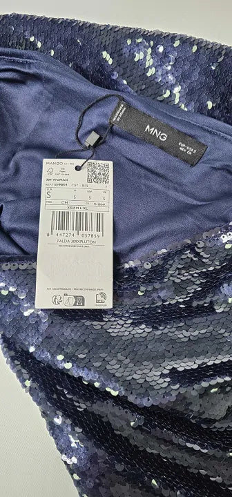 Mango - Blue Sequin Miniskirt - Blue Size: S