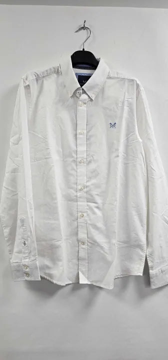 Crew Clothing - White Cotton Oxford Shirt - White Size: S