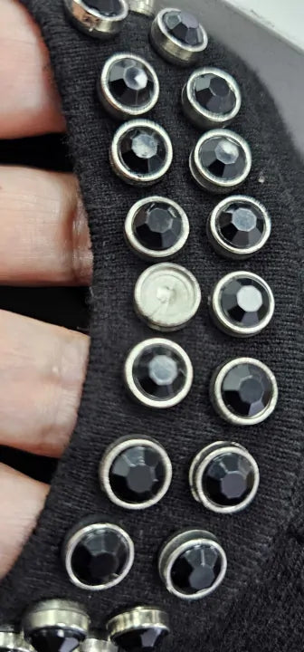 Mango - Black Cardigan With Rhinestone Collar - Black Size: S