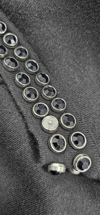 Mango - Black Cardigan With Rhinestone Collar - Black Size: S