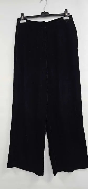 Whistles - Black Full Length Velvet Trousers - Black Size: Uk12