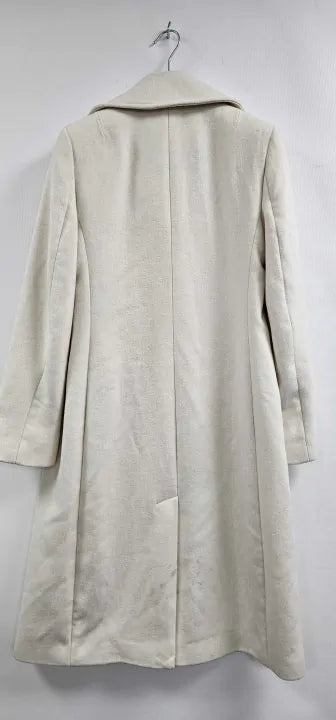 Reiss - Ecru Structured Wool Blend Wrap Coat - Cream Size: Uk8