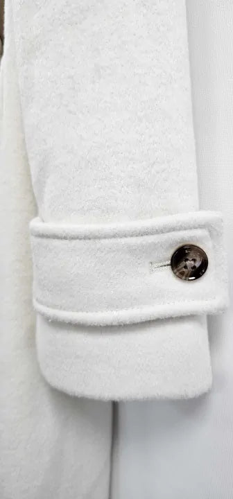 Reiss - Ecru Structured Wool Blend Wrap Coat - Cream Size: Uk8