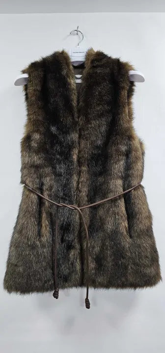 N°· Eleven - Brown Juliette Belted Fur Gilet - Brown Size: M