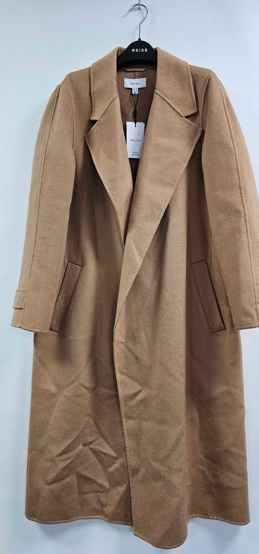 Reiss - Camel Emile Blindseam Wool Blend Coat - Beige Size: Uk14