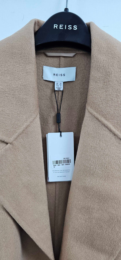 Reiss - Camel Emile Blindseam Wool Blend Coat - Beige Size: Uk14