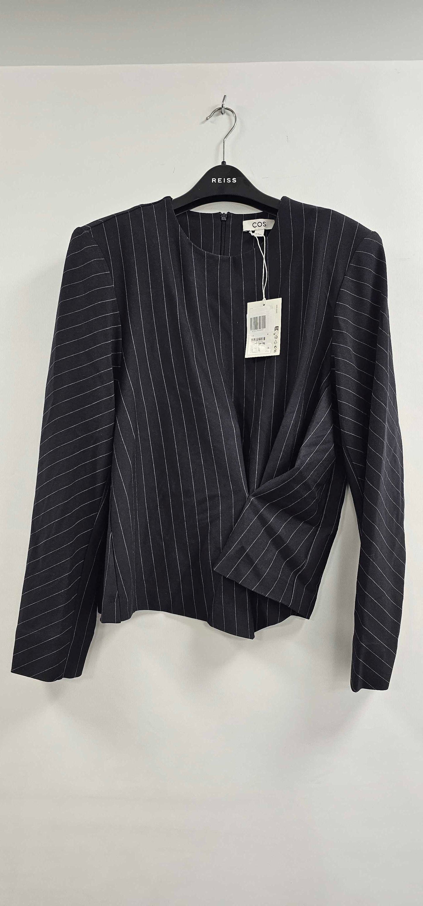 Cos - Black Pinstripe Nero Draped Top - Black Size: M