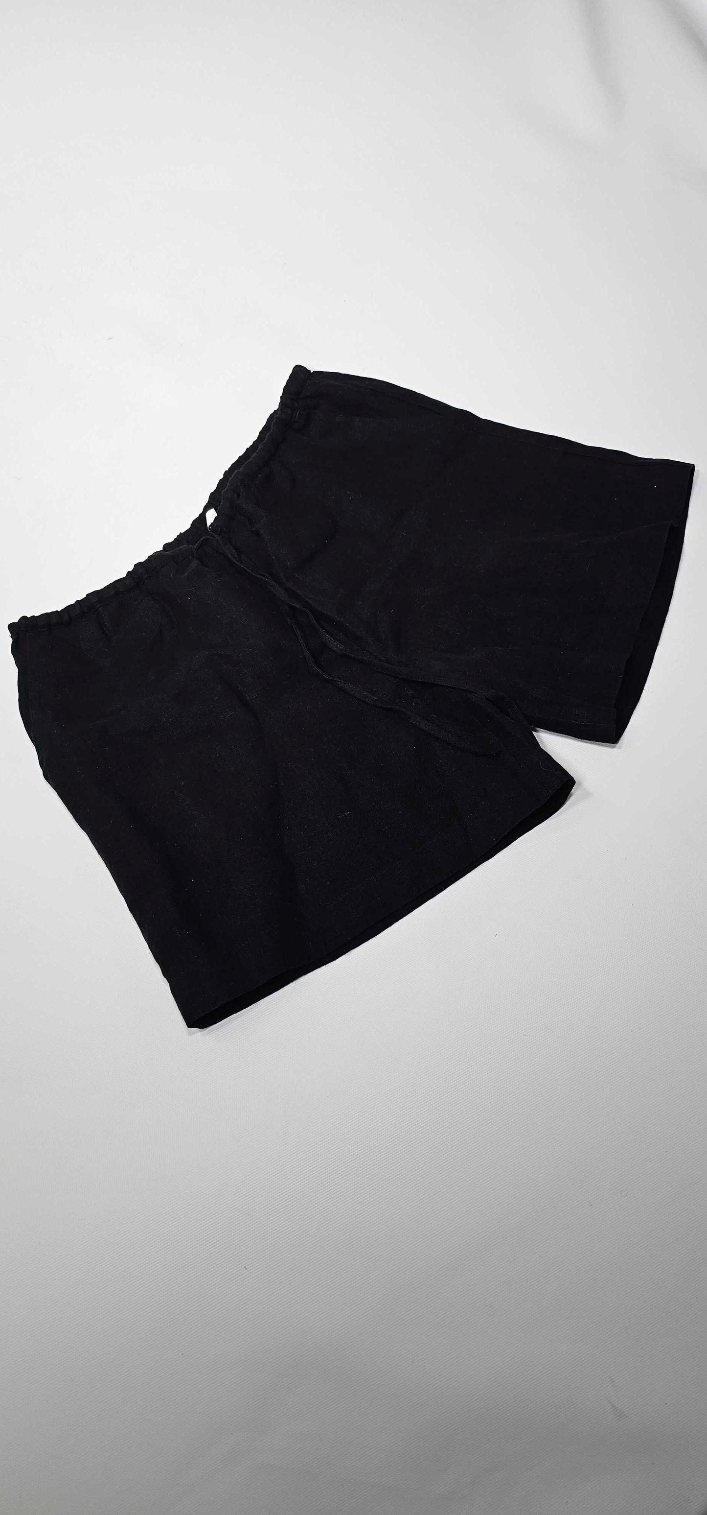 N°· Eleven - Black Linen Tie Waist Short - Black Size: M