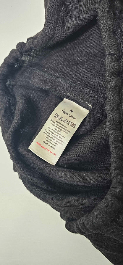 N°· Eleven - Black Linen Tie Waist Short - Black Size: M