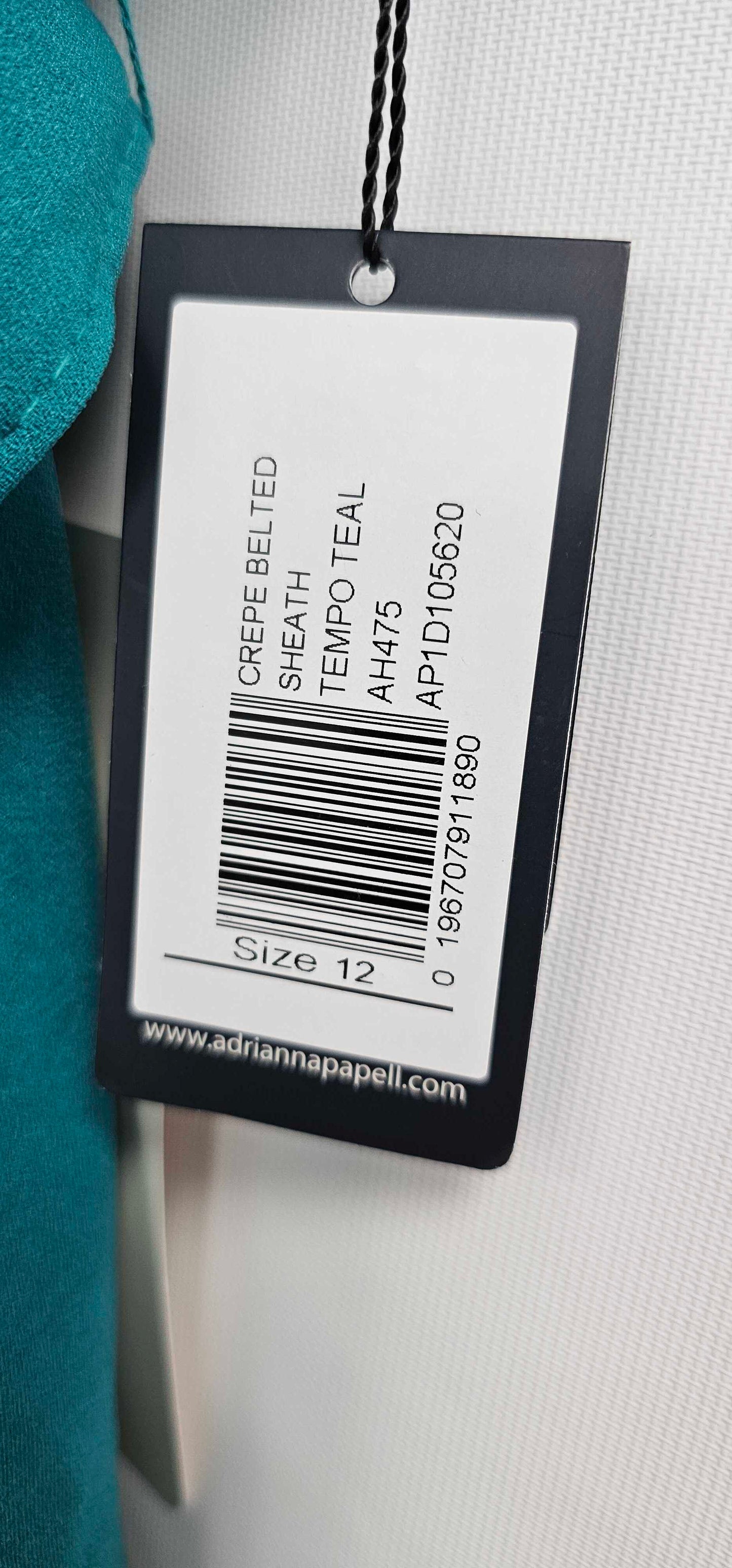 Adrianna Papell - Tempo Teal Puff Sleeve Pencil Dress - Green Size: Uk12
