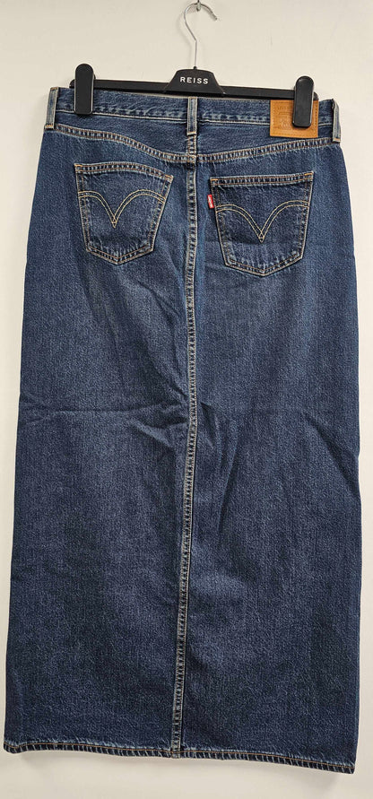 Levi's - Vintage Blue Split Denim Midi Skirt - Blue Size: 28