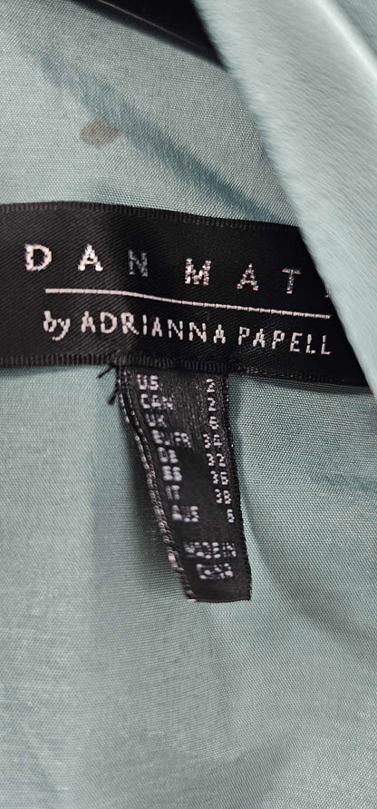 Adrianna Papell - Teal Satin Cowl Neck Dress - Green Size: Uk6
