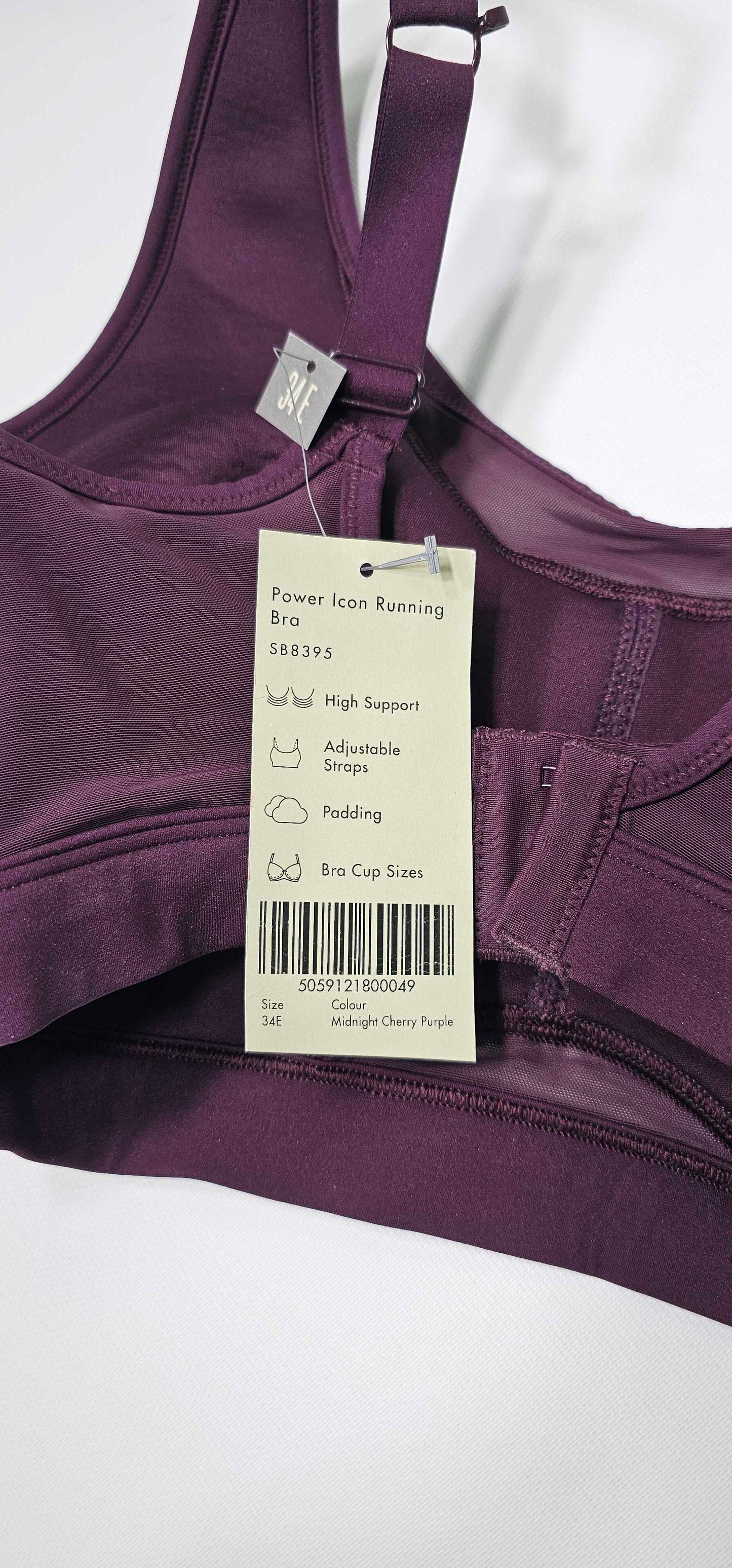 Sweaty Betty - Midnight Cherry Power Icon Running Bra - Purple Size: 34E