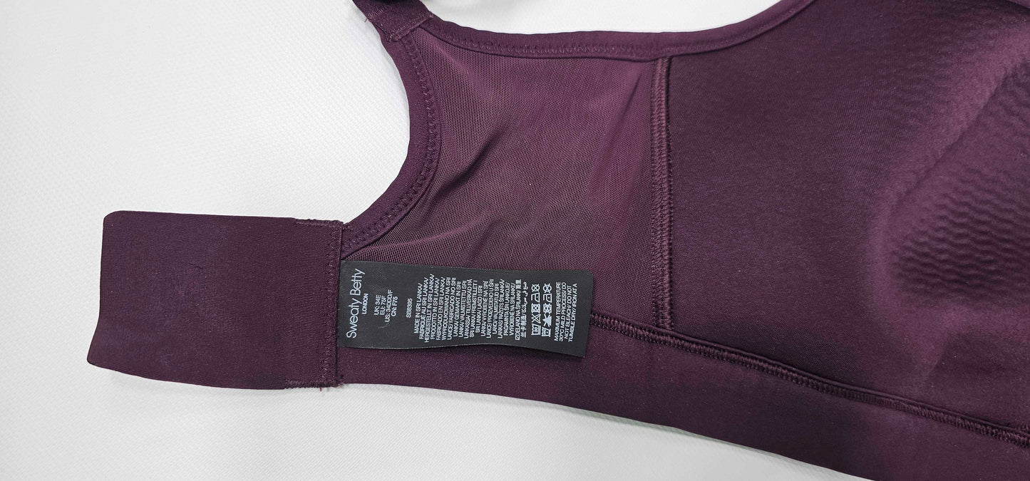 Sweaty Betty - Midnight Cherry Power Icon Running Bra - Purple Size: 34E