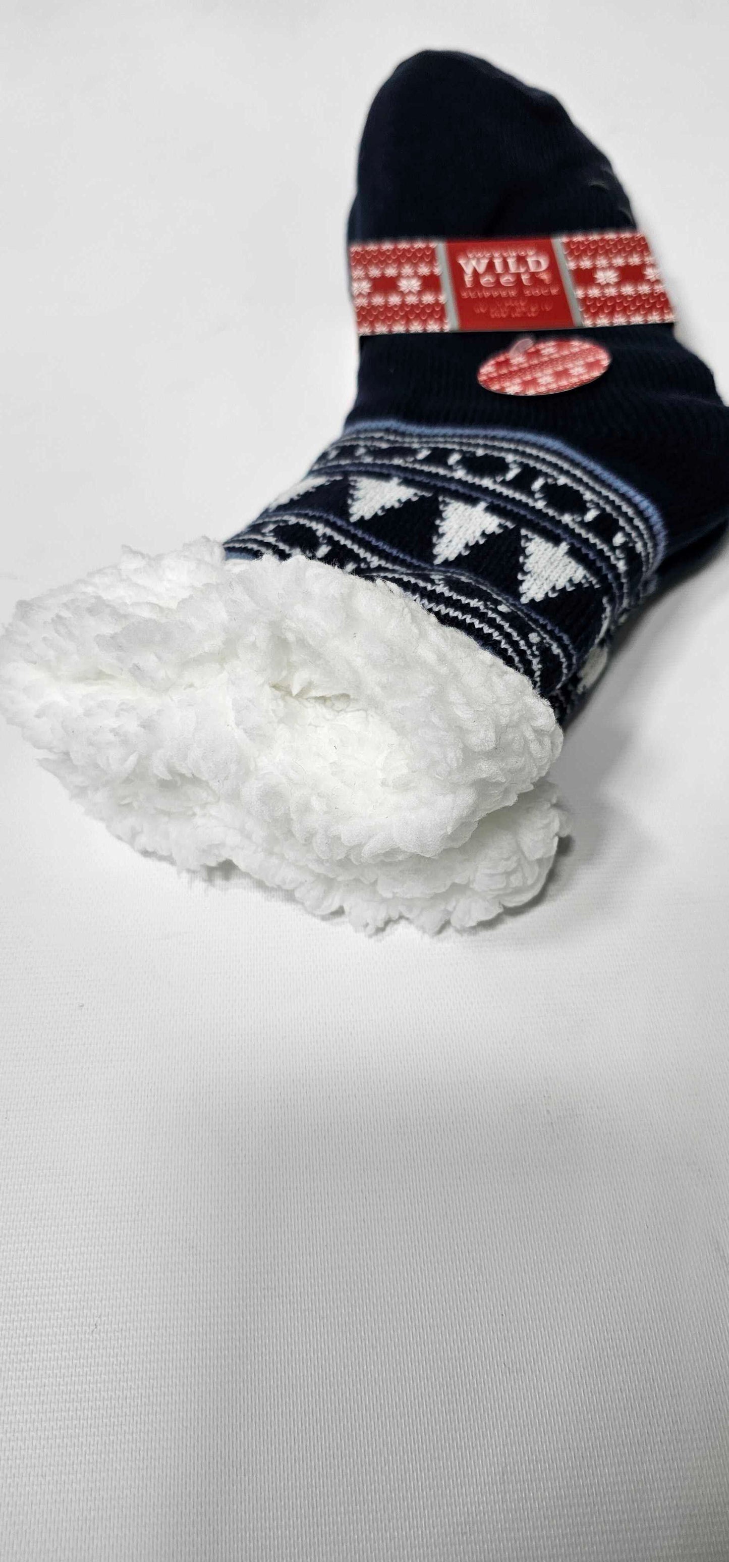 Wild Feet - Blue Slipper Sock - Navy Size: *