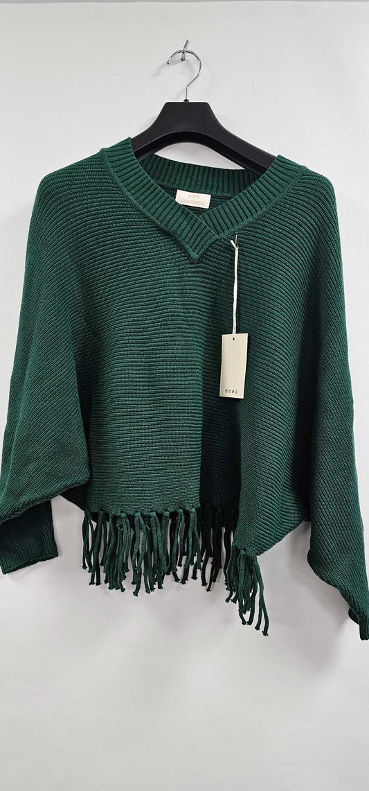 Soft Cashmere - Forest Green V-neck Cashmere Blend Jumper - Green Size: S/m