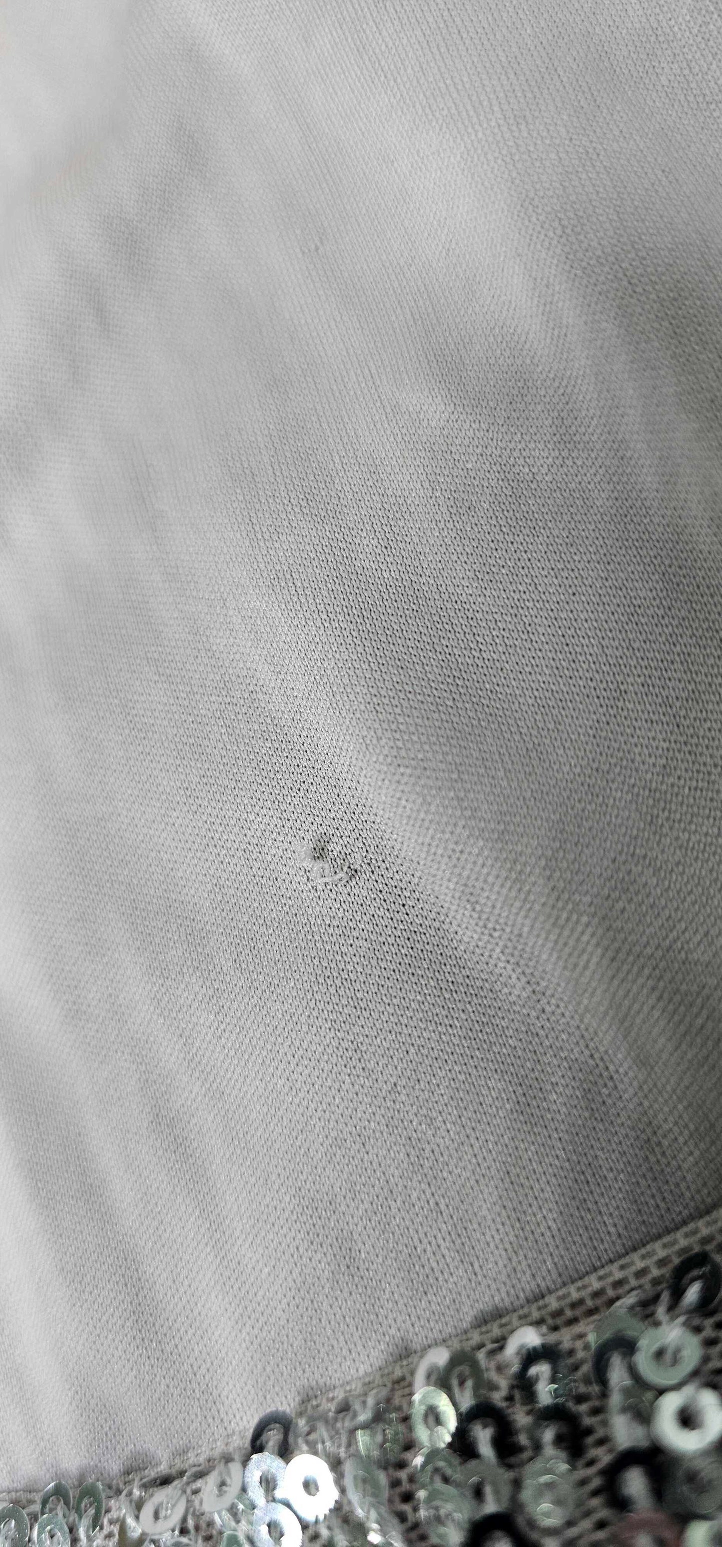 Sosandar - Silver Luxe Sequin Gathered Sleeve Top - Silver Size: Uk14