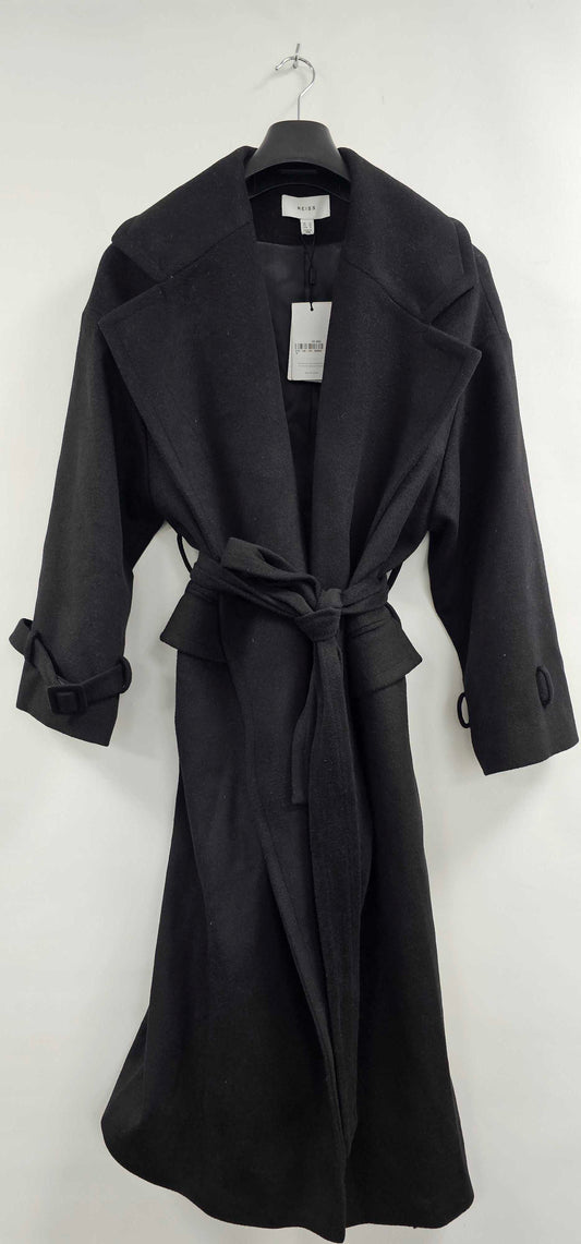 Reiss - Black Bridget Oversized Wool Blend Coat - Black Size: Uk10