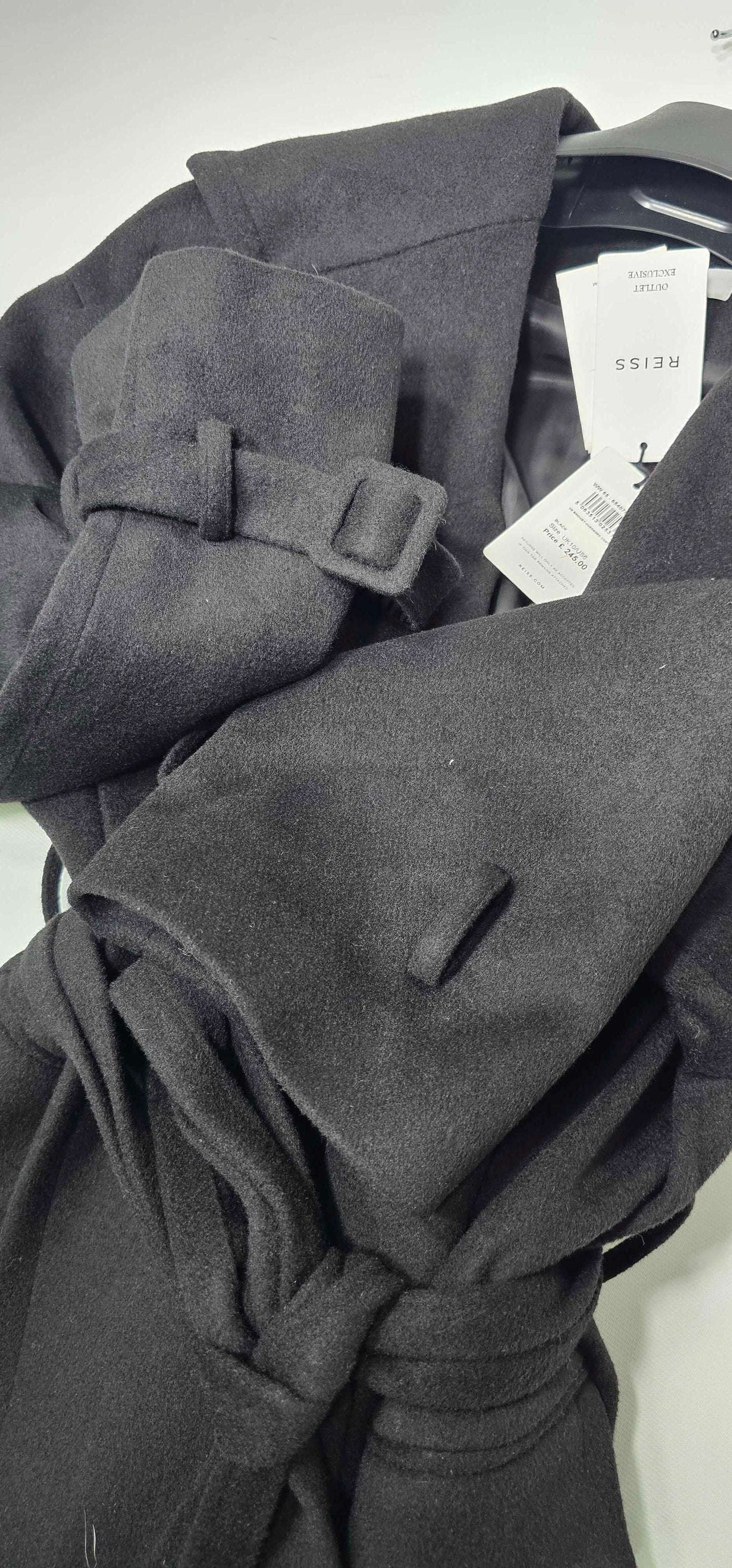 Reiss - Black Bridget Oversized Wool Blend Coat - Black Size: Uk10