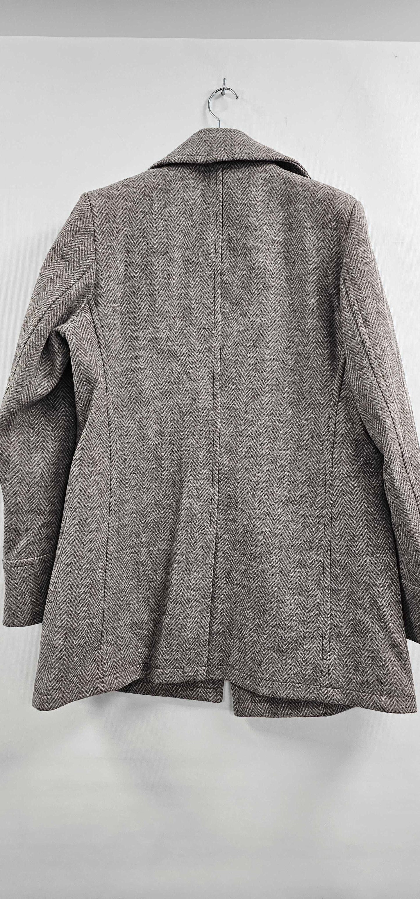 Gianni Feraud - Oat Herringbone Wool Blend Coat - Brown Size: M