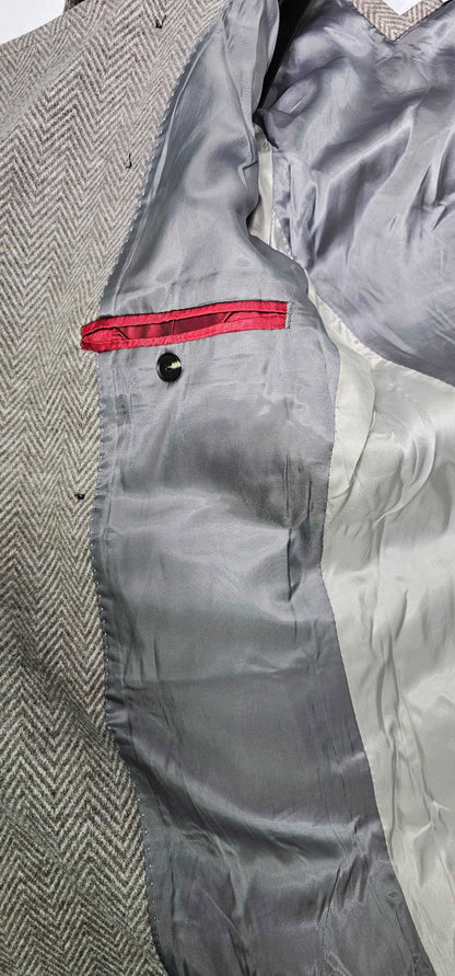 Gianni Feraud - Oat Herringbone Wool Blend Coat - Brown Size: M