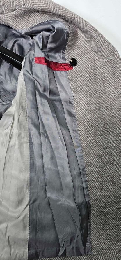 Gianni Feraud - Oat Herringbone Wool Blend Coat - Brown Size: M