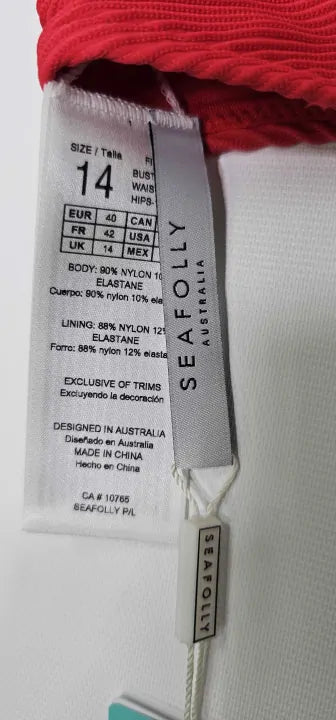 Seafolly - Red Retro Square Neck One Piece - Red Size: Uk14