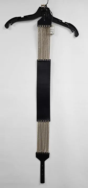 All Saints - Black Zora Chain Wide Belt - Black Size: Xl