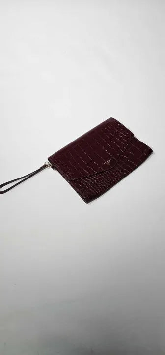 Ted Baker Wesslie Wine Croc Effect Envelope Pouch Bag Size: Small
