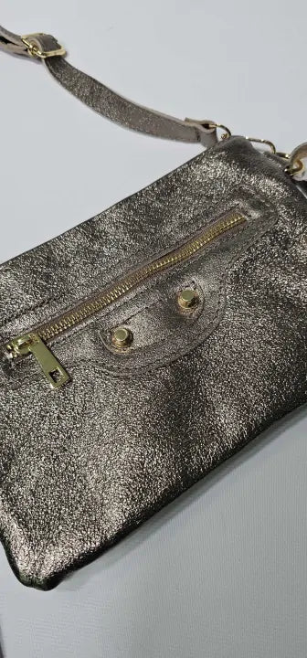 Anna Luchini - Bronze Italian Leather Crossbody Bag - Brown Size: Small