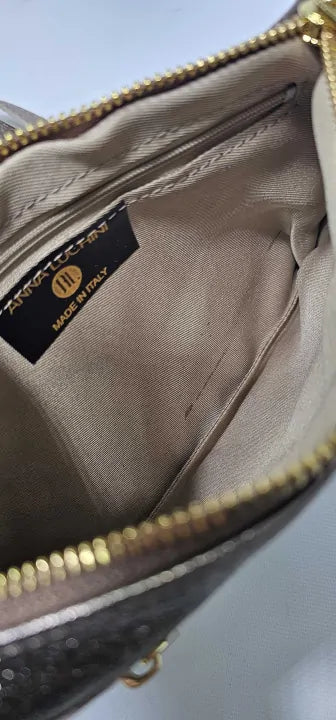 Anna Luchini - Bronze Italian Leather Crossbody Bag - Brown Size: Small