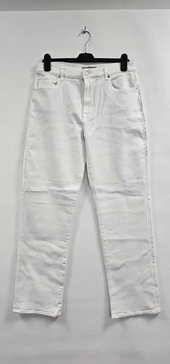 7 For All Mankind - White Ellie Straight Stretch Jeans - White Size: 30