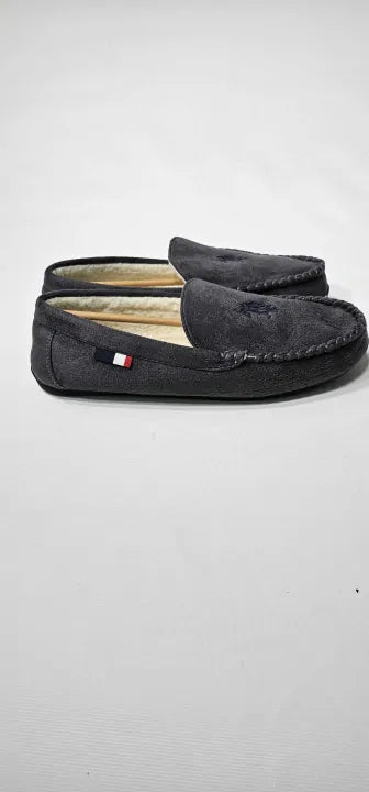Us Polo - Men's Charcoal Moccasin Slippers - Grey Size: Uk 81/2-9