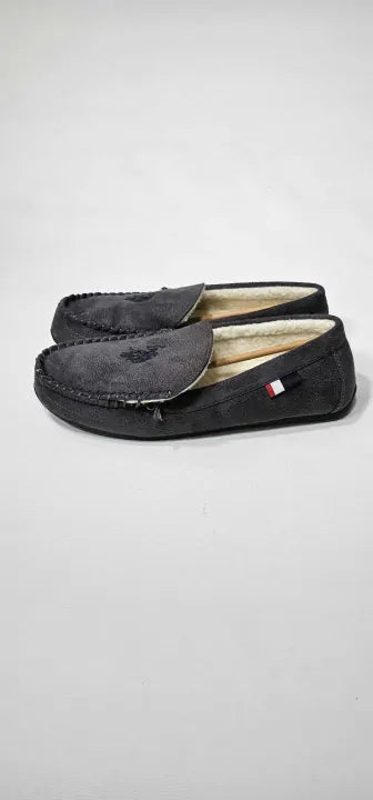 Us Polo - Men's Charcoal Moccasin Slippers - Grey Size: Uk 81/2-9